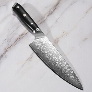 Damast Kochmesser mit robustem G10 Griff